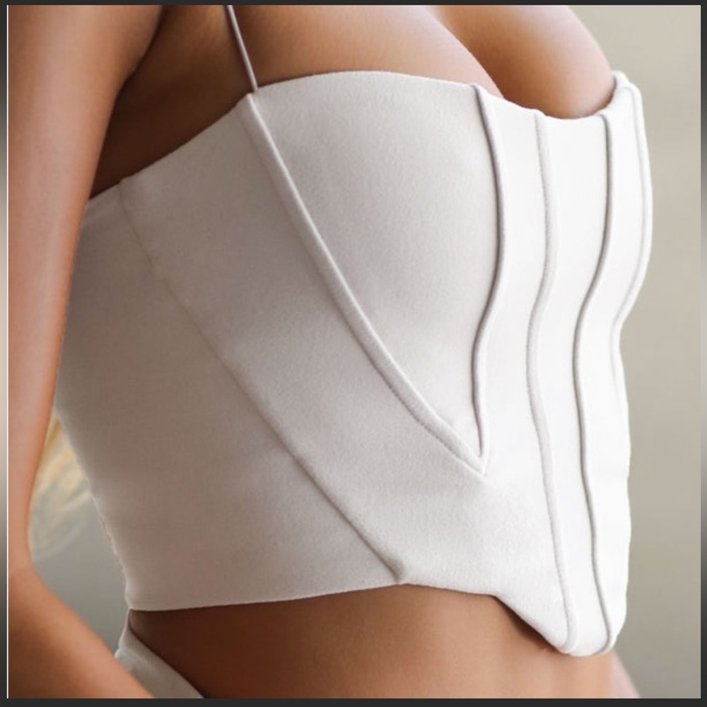 Joah Brown White Corset Crop Top - Picture 4 of 9